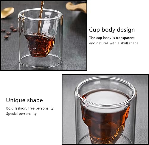 Miniatura 4 de DSYJ Juego de 4 vasos de tiro con forma de calavera con base pesada para fiestas en el hogar y entretenimiento comedores bebidas vasos para whisky
