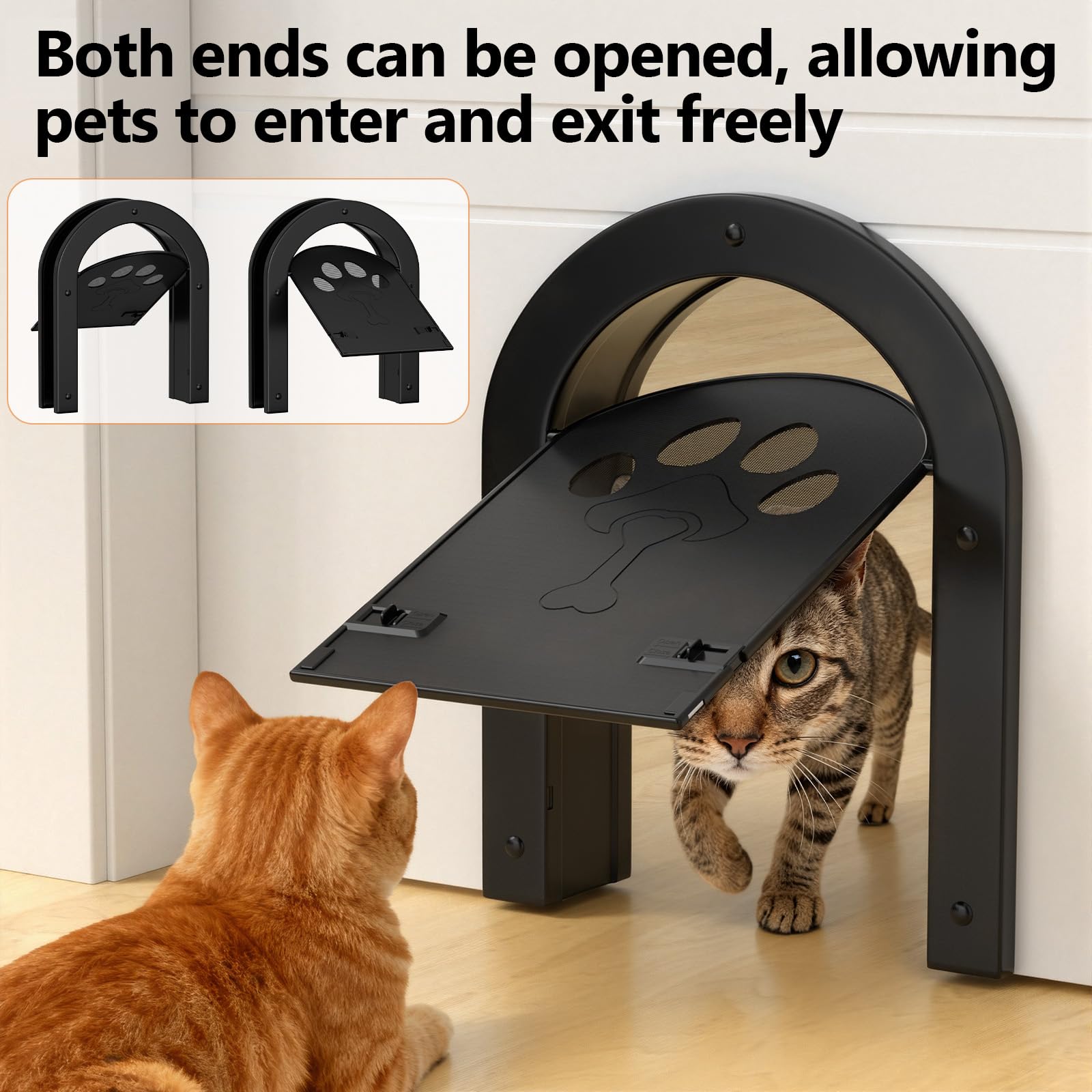 Ownpets Chatière pour l'intérieur et l'extérieur avec système bidirectionnel, ouverture d'entrée de 18,8 x 25,5 cm, convient pour les portes jusqu'à 3,8 cm – pour les chats jusqu'à 11,3 kg