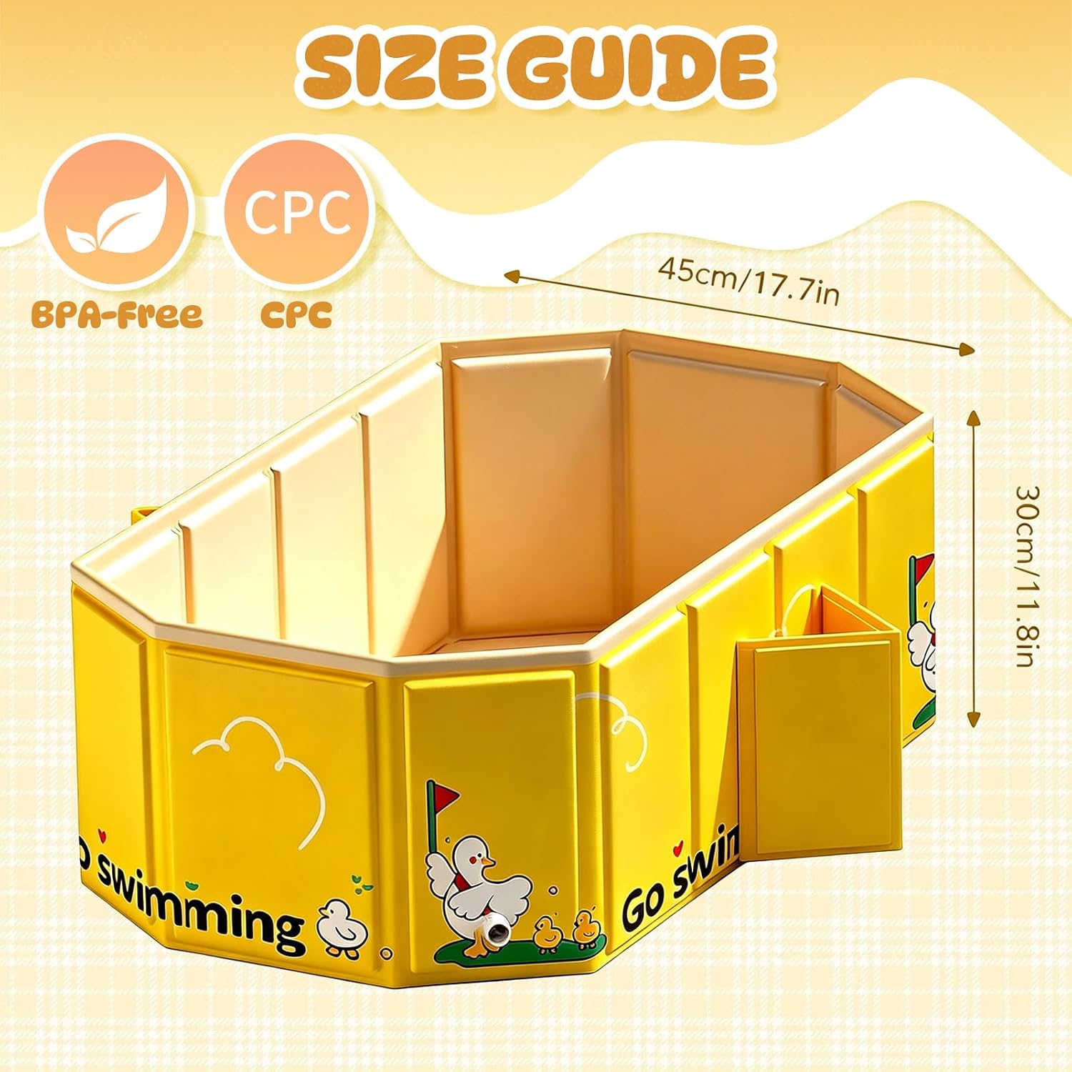 Collapsible Baby Bathtub, Foldable Portable Baby Bath Tub with Drain Plug, Space-Saving Infant and Toddler Tub for Shower, Small Bathroom, Travel and RV