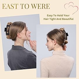 Black Hair Clips for Women -8 Pack 4.3 Inch Large Matte Banana Claw Clips for Women Thin Thick Curly Hair, Big Strong Hold jaw