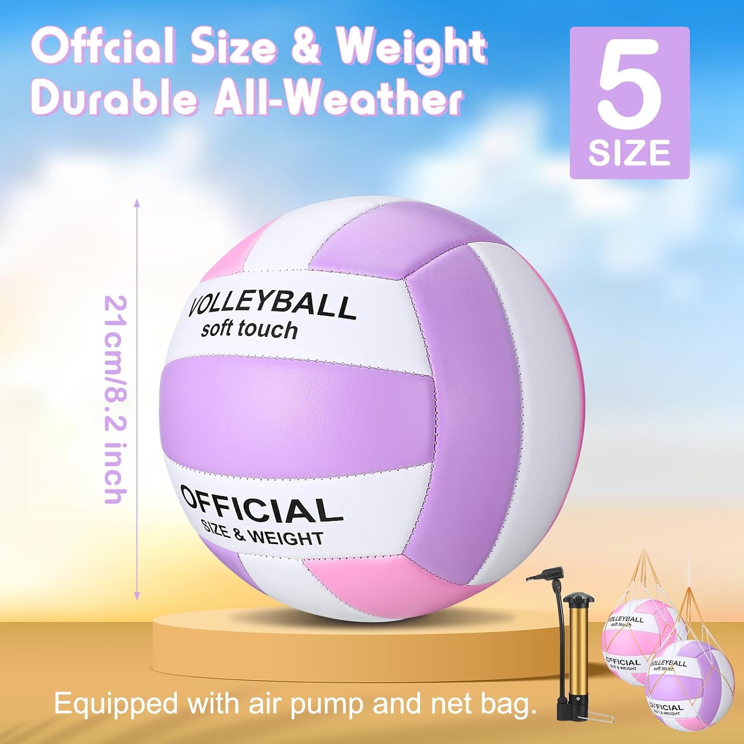 Woanger 6 Pcs Volleyballs Official Size 5 Waterproof Soft Recreational Volleyball with Pump and Net Bag Indoor Outdoor Beach Sports Gym Back to School - Image 2