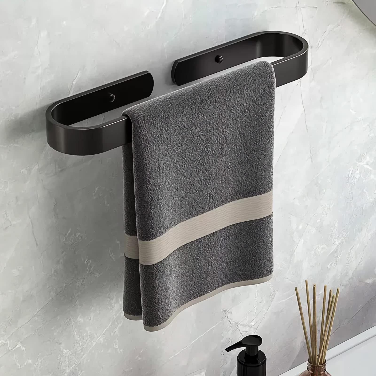 Bathroom Towel Bar 11.8 Inch, Matte Black Hand Towel Holder for Bathroom Wall Mounted Countertop Kitchen Towel Rack