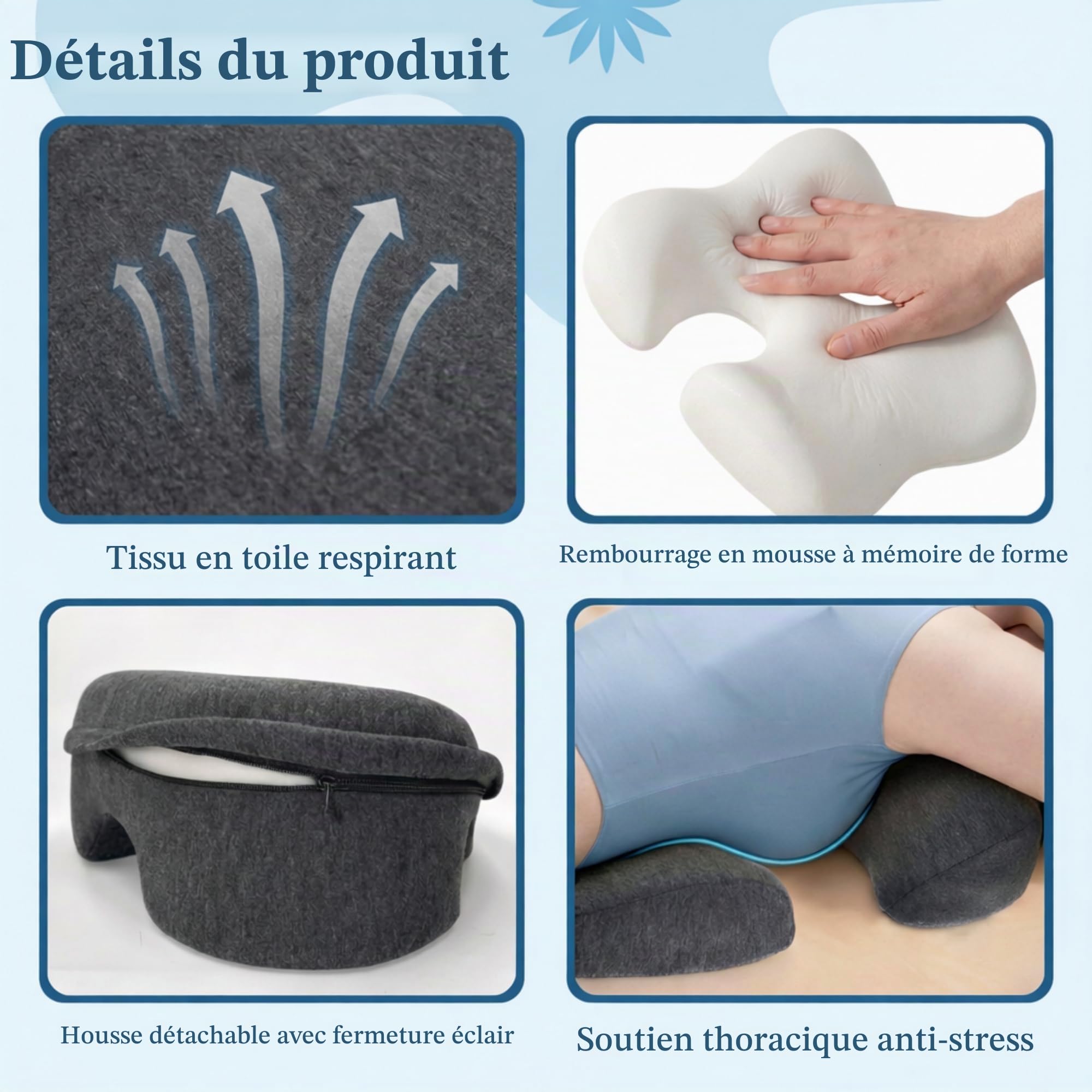 Coussin Massage Visage avec Trou Respirant, Appui Tête pour Table de Massage Lit,Coussin de Soutien de la Poitrine, Coussin de Poitrine pour Table de Massage, Coussin en Mousse À Mémoire pour Spa (A)