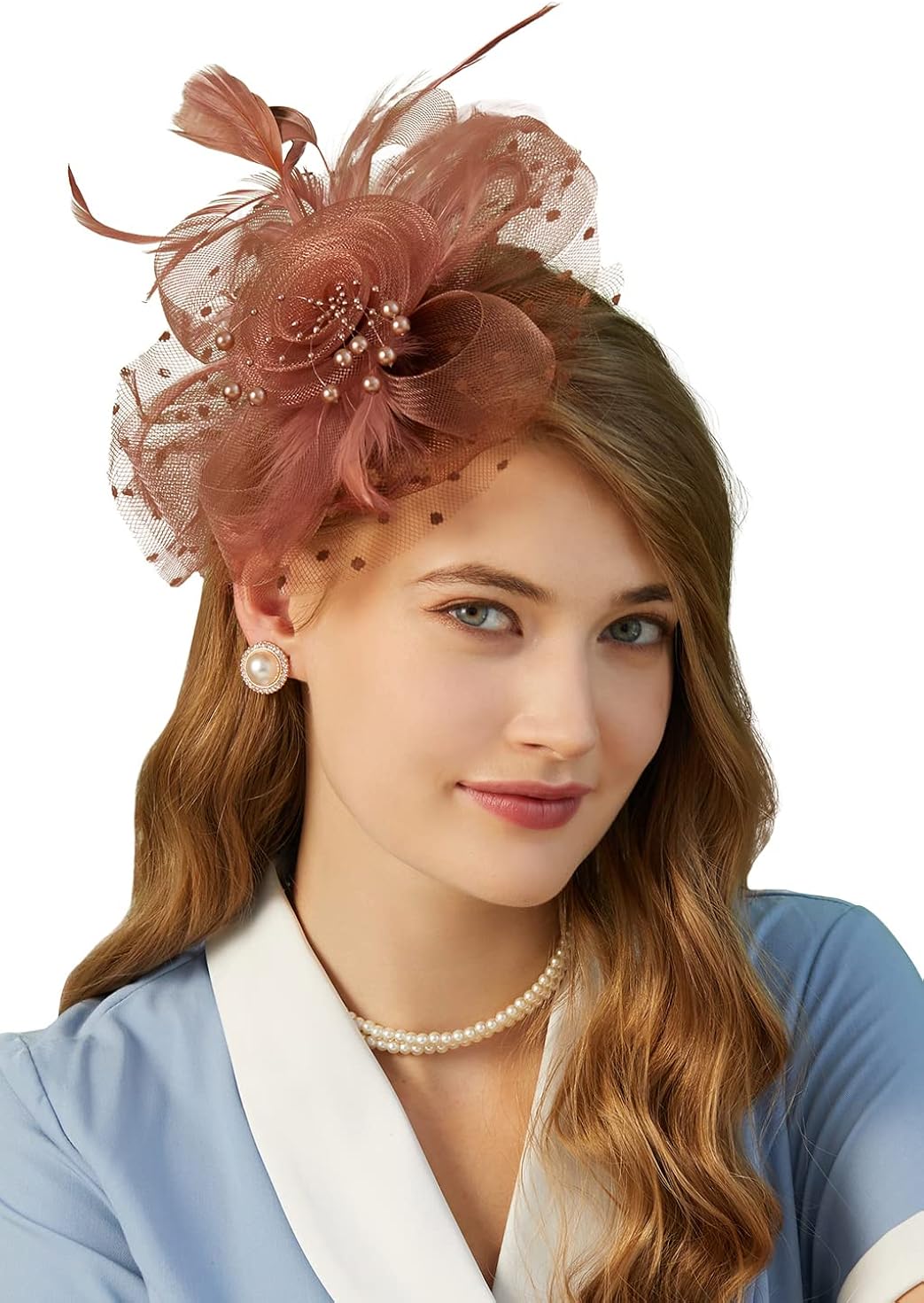Miniatura 2 de Cizoe -Tocado con diadema, sombrero para mujer, para fiesta de té, para Kentucky Derby, para boda, cóctel, con flor decorativa, plumas y pinza