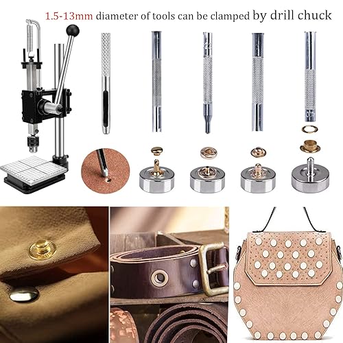 Miniatura 3 de Punzonadora de cuero para perforar agujeros de cuero, máquina de perforación de mano mejorada para manualidades, corte de agujeros, prensado de