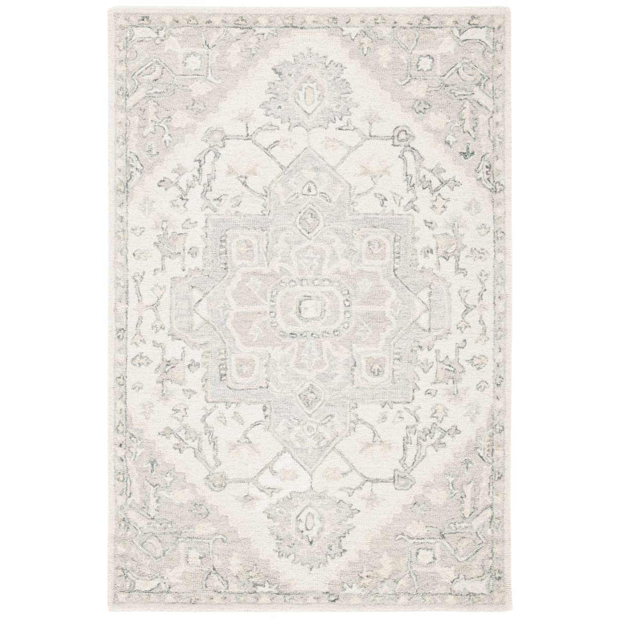 Safavieh Traditionell Teppich für Wohnzimmer, Esszimmer, Schlafzimmer - Micro-Loop Collection, Kurzer Flor, Elfenbein und Beige, 65 x 300 cm