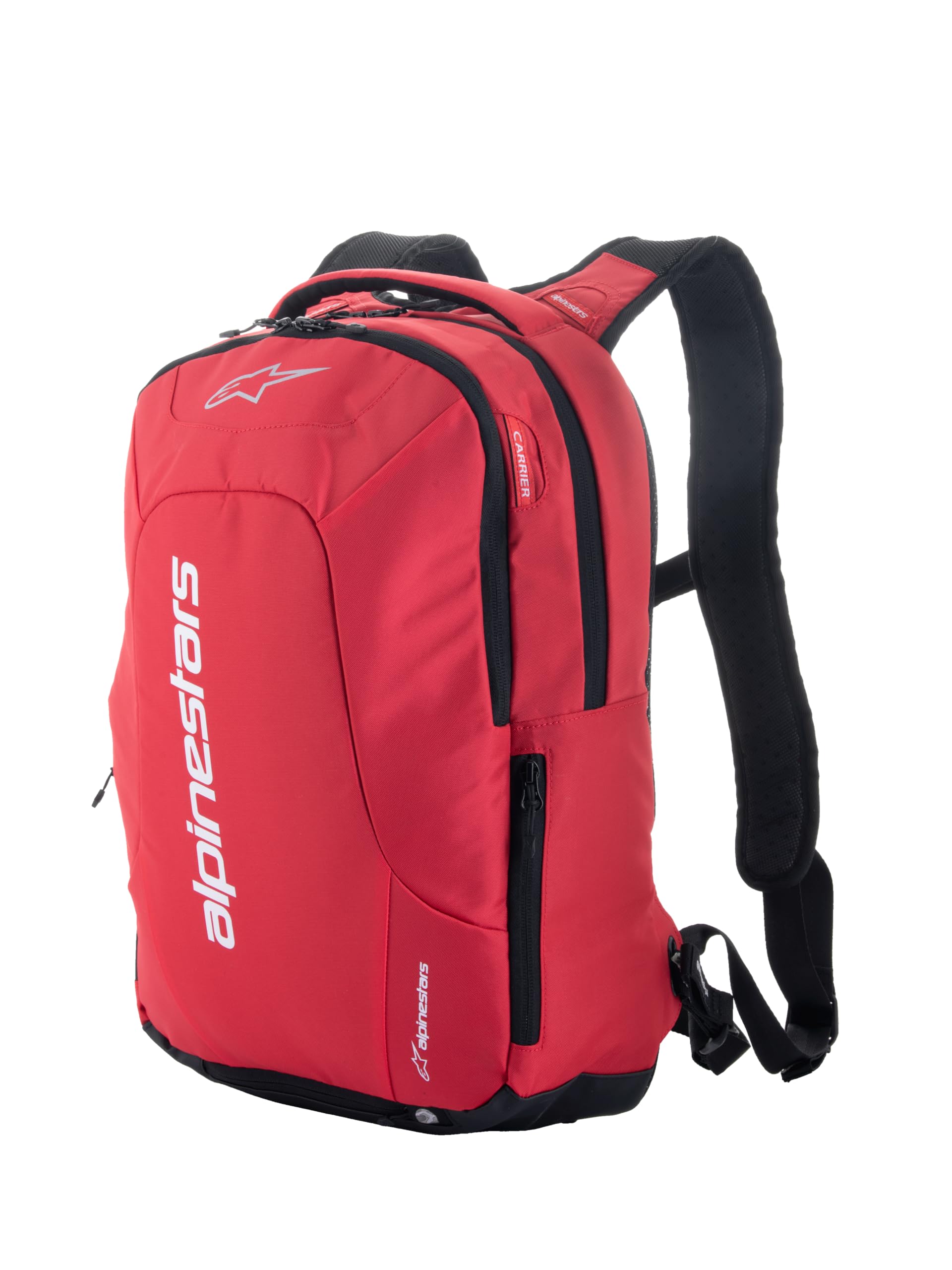 Alpinestars City Hunter V2 Sac à dos de moto, imperméable, léger, design ergonomique, rembourré et rangement sécurisé pour les cyclistes, rouge/​noir, One Size, Moto