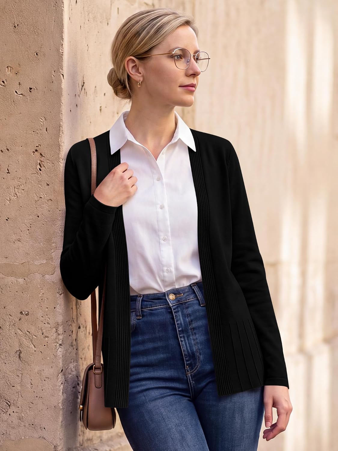 Lightweight Cardigan Sweater Open Front Cardigan Tops 2026 Fall Outfits | Ribbed Knit Cardigans for Women,Long Sleeve,V-Neck,Soft and Comfortable,Business Casual Work Travel,All Season,for Dress