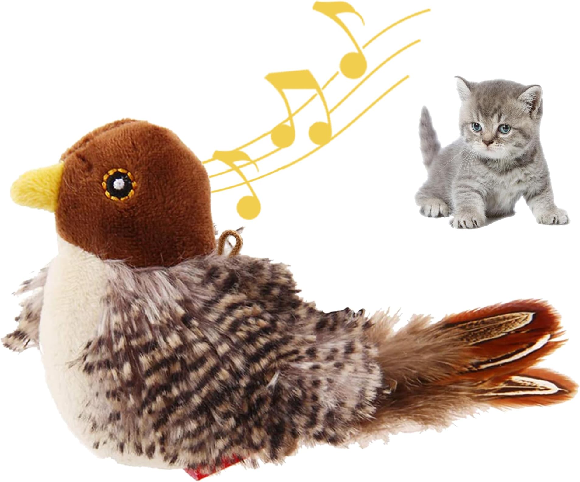 GiGwi Chirping Bird Cat Toy, Interactive Cat Squeak Toy Melody Chaser Bird &Toys For Cats To Play Alone, Play N Squeak Kitten Toy For Boredom