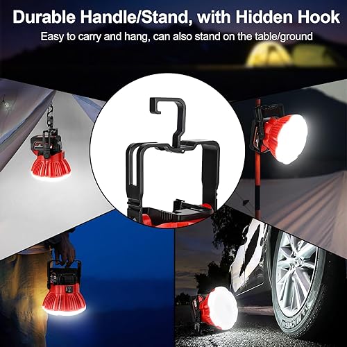 Miniatura 4 de Linterna LED de camping compatible con batería Milwaukee M18 de 18 V, 2400 lúmenes, 3 brillo ajustable, inalámbrico, portátil, luz de trabajo LED