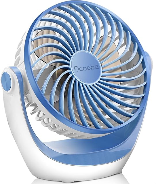 OCOOPA USB Fan, USB Desk Fan Table Fan with Strong Airflow & Quiet Operation, Portable Cooling Fan Speed Adjustable 360°Rotatable Head for Home Office Bedroom Table and Desktop (Blue)