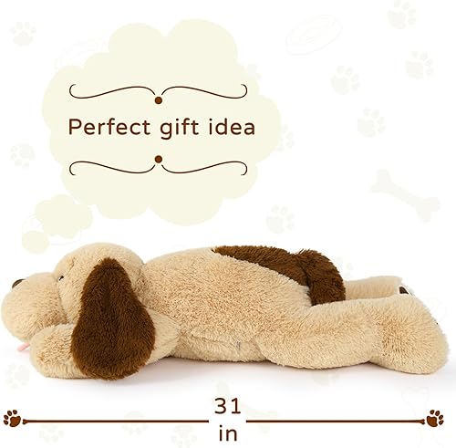 Miniatura 8 de MaoGoLan Peluche de perro gigante, perro de peluche grande de 31 pulgadas, almohada de peluche esponjosa y tierna, juguete de cumpleaños para niñas