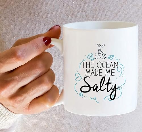 Miniatura 5 de Retreez Taza divertida  The Ocean Made Me Salty Mermaid Beach Sea - Tazas de café de cerámica de 11 onzas  Divertido, sarcasmo, motivacional,
