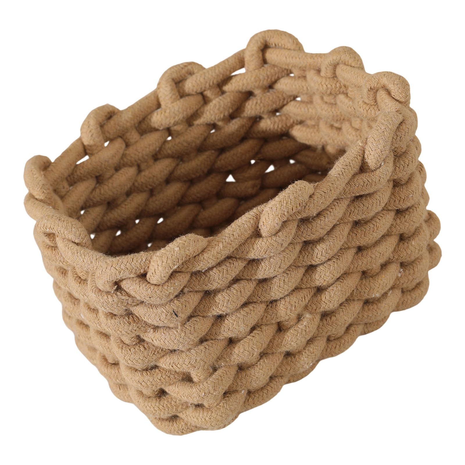 Artisanal Cotton Rope Decorative Basket Fabric Storage Planner for Telecommute Thin Kids Bedroom Answer Green Cloth Storage Basket