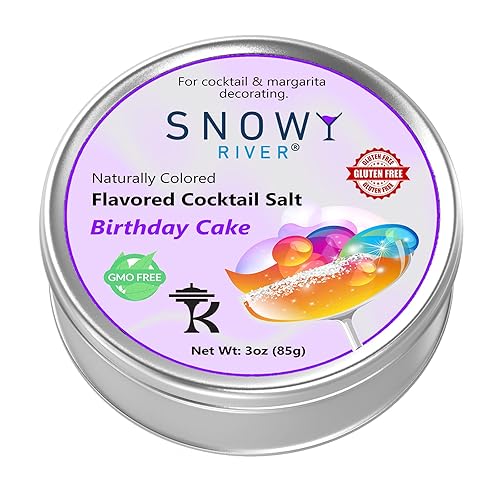 Snowy River Sal de cóctel con sabor natural (lata de 1 x 3 onzas), sal de margarita coloreada y saborizada, rimmer de bebidas, sal de bebida, sal