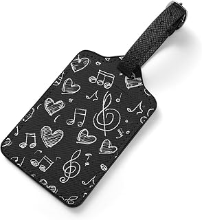 Chalkboard Music Notes Hearts Travel Luggage Tag Anti-Lost Baggage Tag | Bright Bag ID Label,PU Leather Suitcase Tags,Portable Identifier Labels