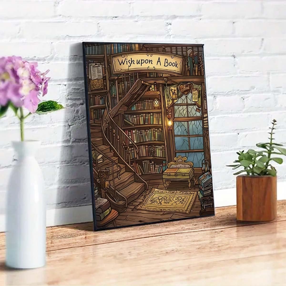 WCHUIMM Bookshelf Diamond Painting Kits for Adults 12x16 inch | Fall Diamond Art Kits for Beginner, Autumn 5D Full Round Drill Gem Art Painting Kits for Home Wall Decor image 2