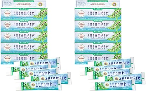 Miniatura 5 de Auromere Pasta dental ayurvédica de hierbas, menta fresca, vegana, natural, sin OMG, sin fluoruros, sin gluten, con neem y peelu (4.16 onzas),
