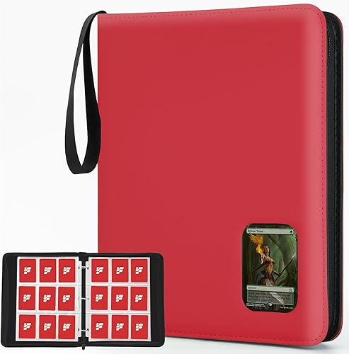 Miniatura 20 de Carpeta de tarjetas de 9 bolsillos con cremallera, libro porta tarjetas de 360 bolsillos, carpeta con cremallera de PU premium para TCG, MTG, 1-1