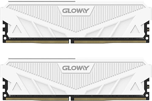 Gloway DDR4 Ram 32GB (2x16GB) 3200MHz (PC4-25600) CL18 1.35V 288-Pin DDR4 UDIMM Kit de memoria de computadora de escritorio de aluminio - Blanco