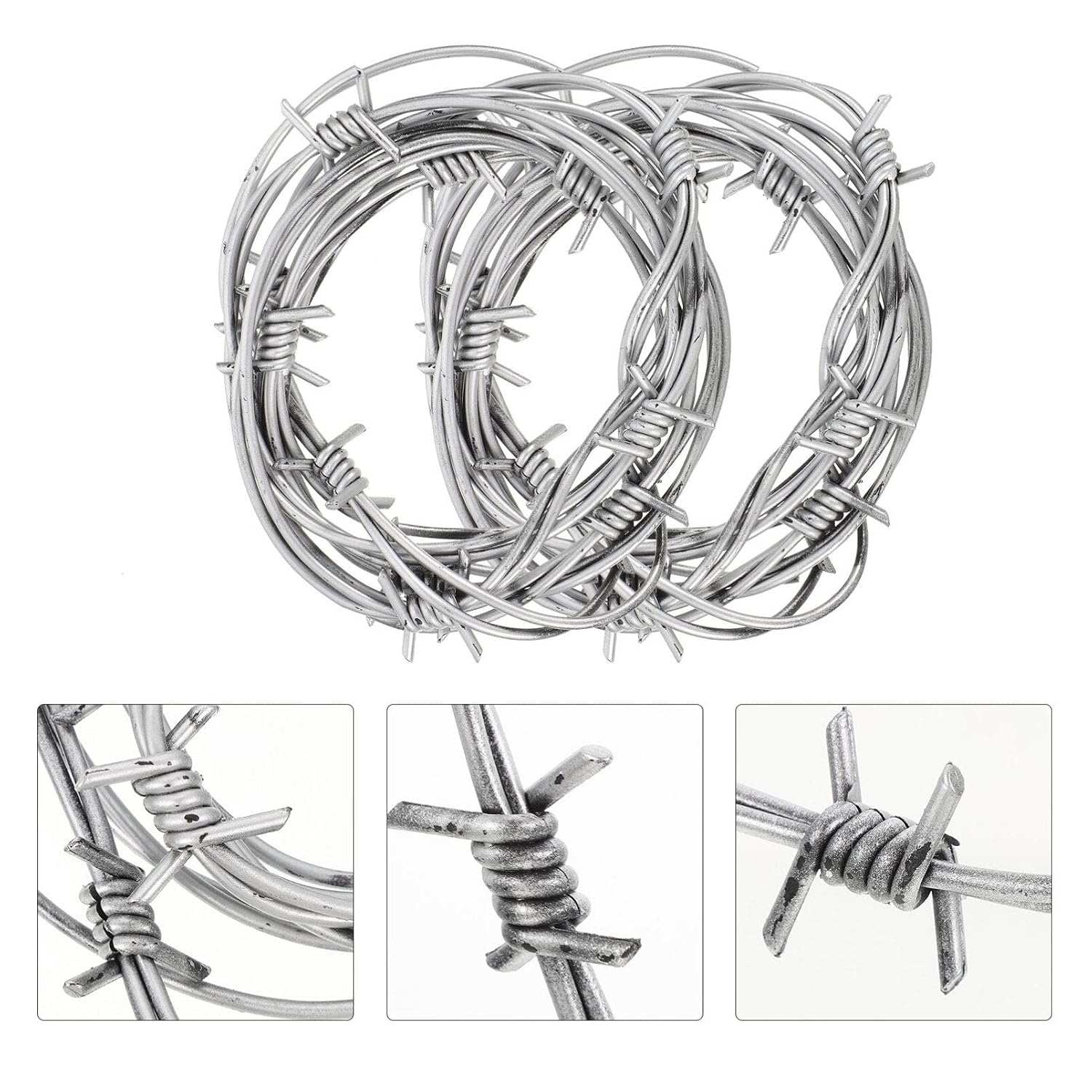 Fake Silver Barbed Decoration Artificial Ribbon Trim Real Leather Cord Halloween Plastic Faux Garland, 2Pcs