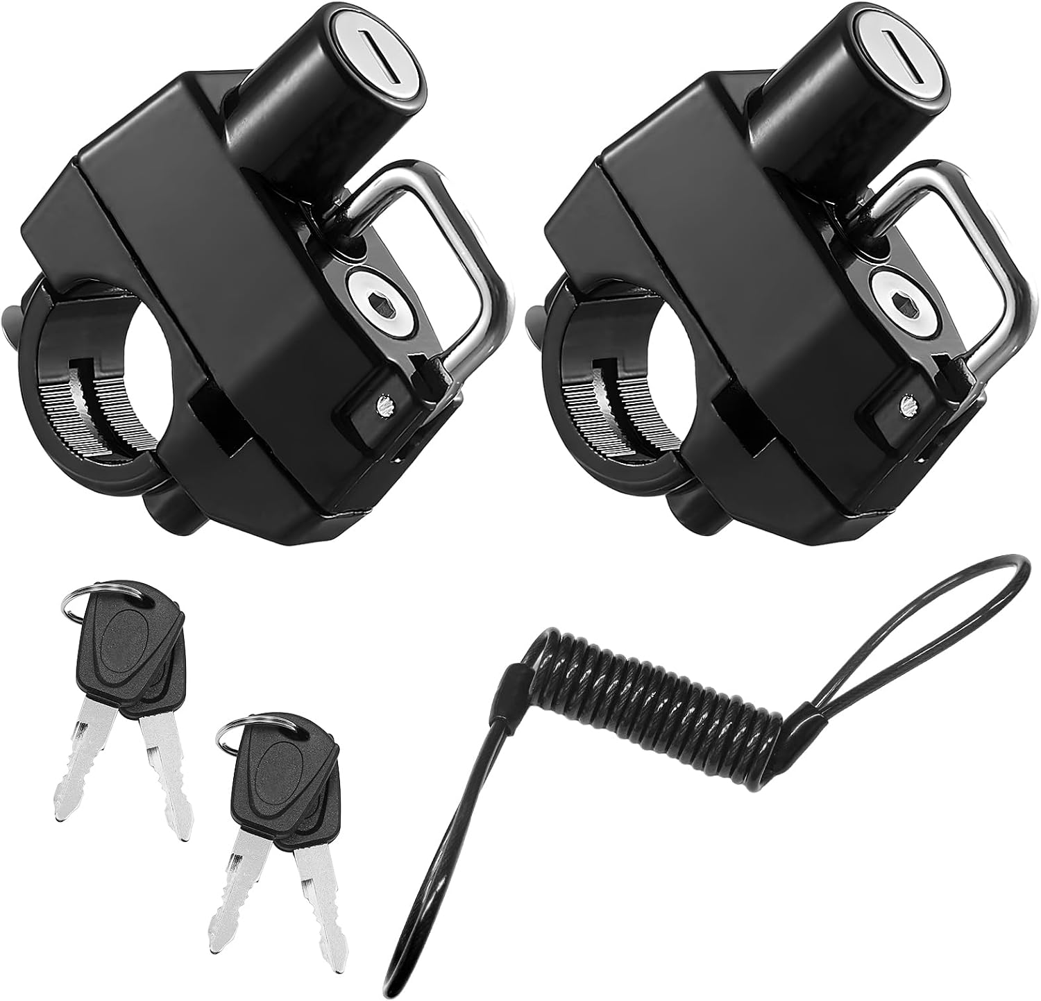 KVAEY Motorcycle Helmet Lock, Aluminum Alloy Anti Theft Helmet Security Locks, Universal Tamper-Proof Helmet Locks for Motorbike Scooter Bike, Motorcycle Accessories (2Helmet Locks+String)