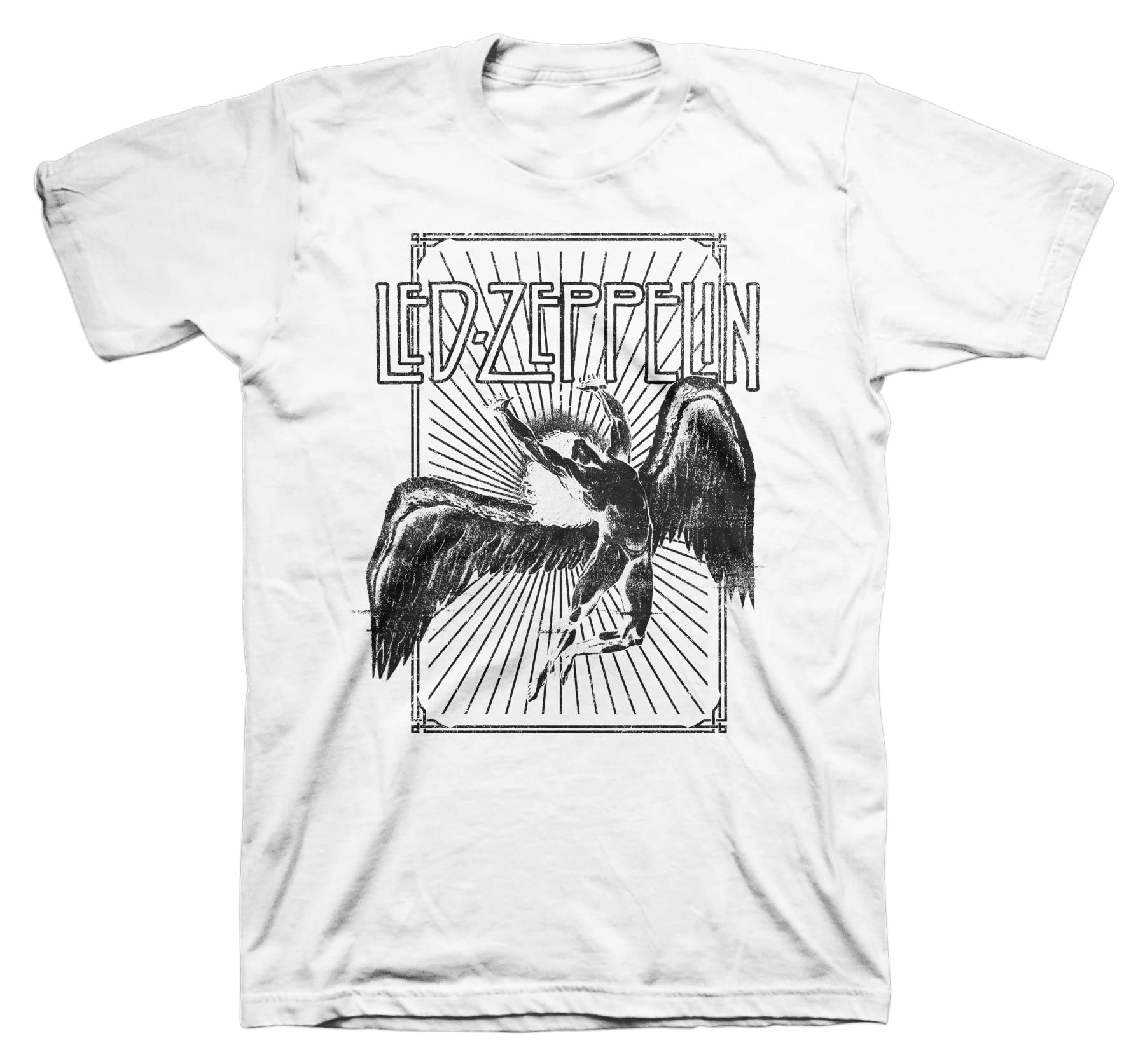 Rock Off Officially Licensed Products Men's White Led Zeppelin Icarus Burst Official Tee T-Shirt Unisex (X-Large)