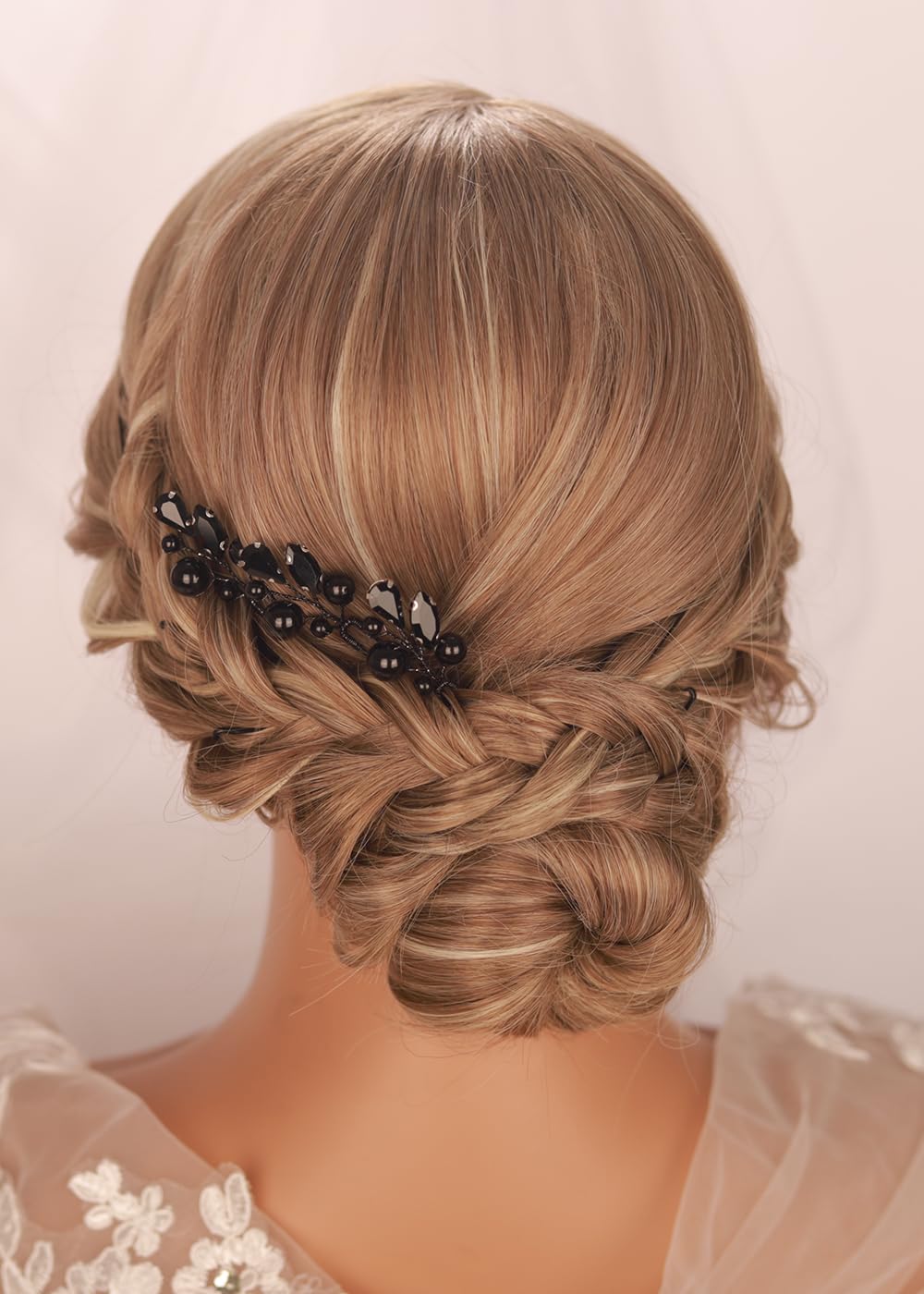 Kercisbeauty 3pcs Small Cute Black Rhinestones Beads Hair Pins Set for Women Girls Halloween Party Prom Hair Jewelry Wedding Bridal Handmade Hair Piece - Image 3