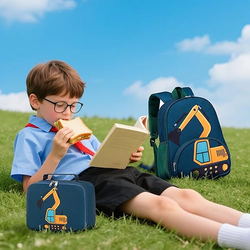 Vista 9 de Mochila para niños y niñas, juego de mochila preescolar con lonchera y bolsa escolar para niños pequeños