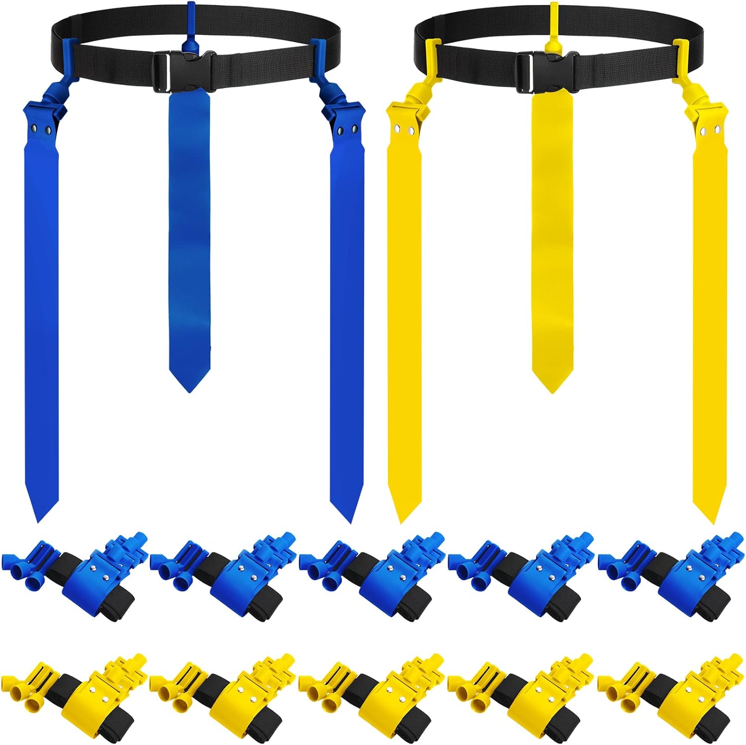 Hungdao 10/12 Players Flag Football Belts and Flags Adjustable Football Belts for Kids Teens Adults Team Training Sport Event