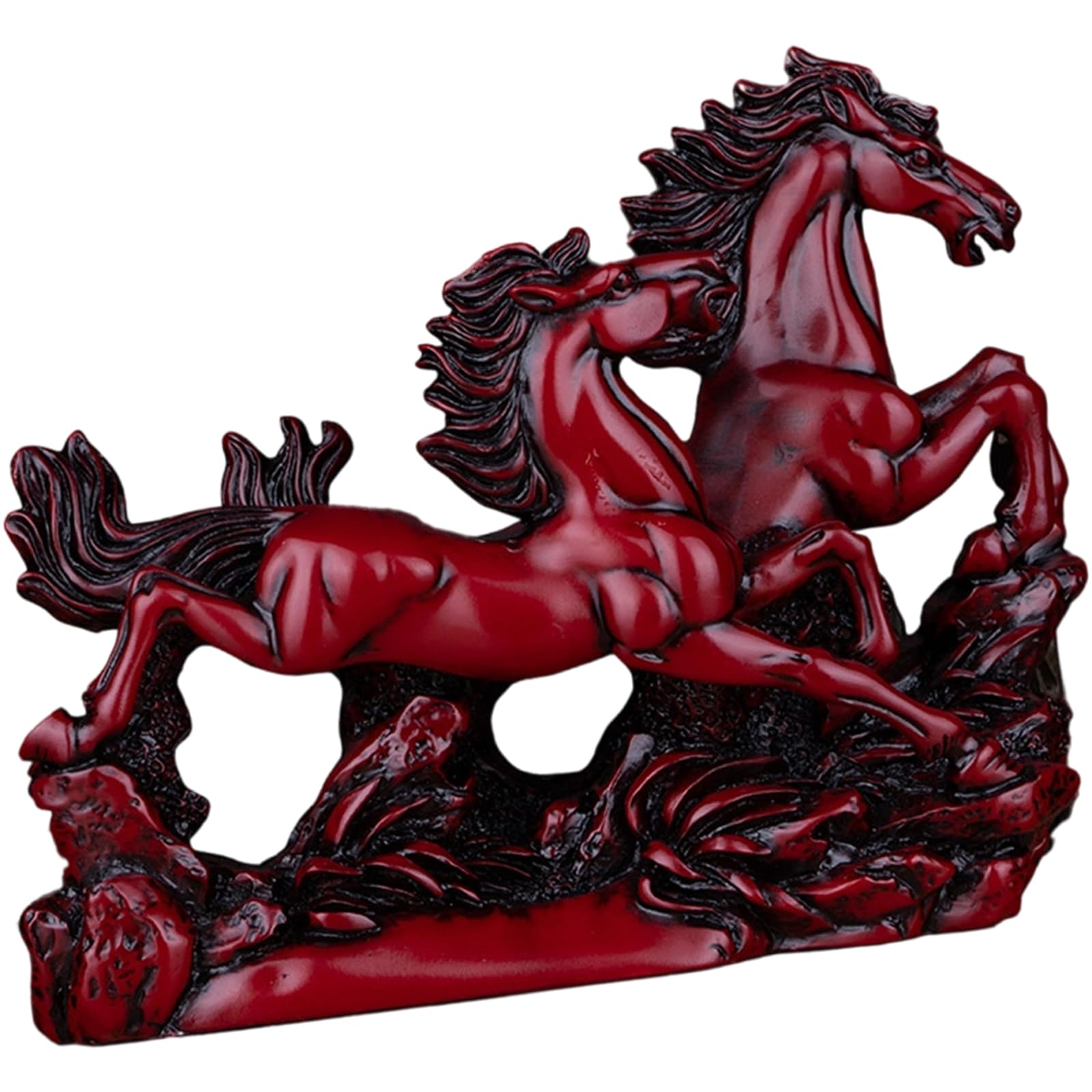 Kangnice Galloping Horse Pair Figurines Resin Statue Fengshui Wealth Symbol Table Centerpiece Decor Animal Statue Sculpture