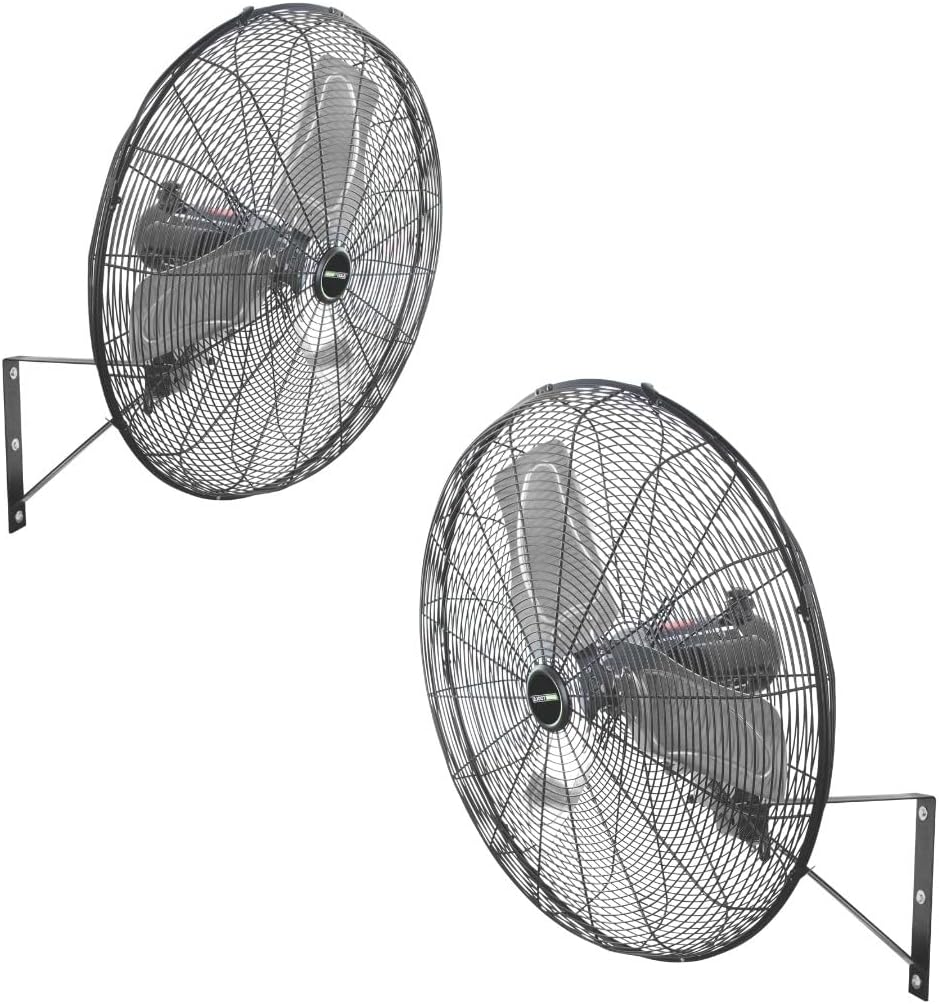 OEMTOOLS 30" & 24" Outdoor Oscillating Wall Fan Bundle – Heavy Duty Waterproof Industrial Fans with 7200 & 6800 CFM Airflow, 3-Speed Garage & Patio Wall Mount Cooling Fans