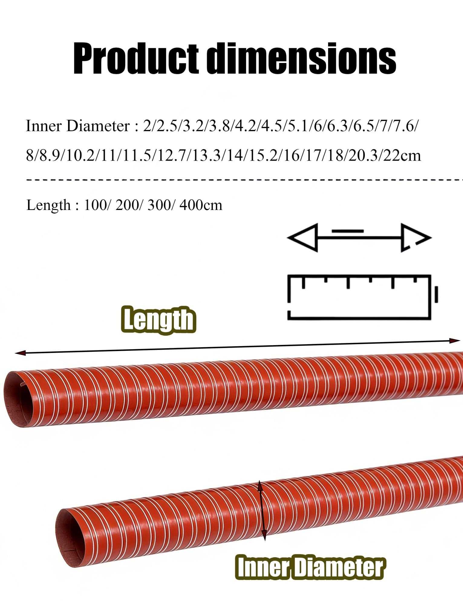 Tubo for canalizzazione in silicone for alte temperature - Condotto flessibile ignifugo in fibra di vetro con rinforzo in filo di acciaio for la ventilazione(6.3cm/2.48in,400cm/157.48in)