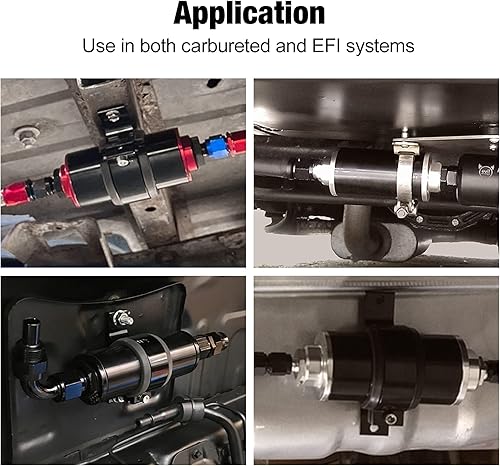 Miniatura 7 de EVIL ENERGY Filtro de combustible de 40 micrones en línea con adaptador universal 6AN 8AN 10AN 60MM