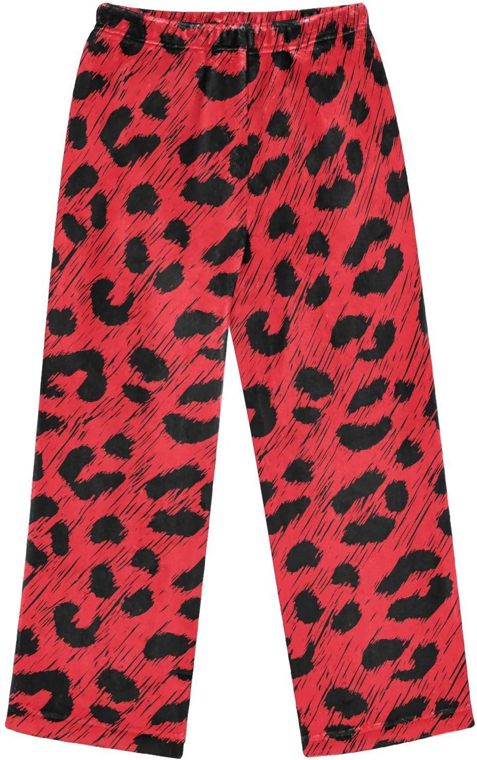 Red Leopard Print Pattern Boys Pants for Kids Fleece Bottoms Long Jogger Pants Trousers with Pockets Size 6-14Y
