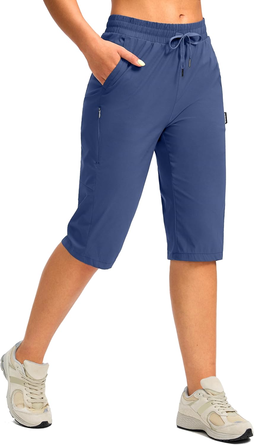 G Gradual Women's 15'' Long Shorts Below The Knee Hiking Cargo Capris Stretch Quick Dry Bermuda Shorts for Women with Pockets