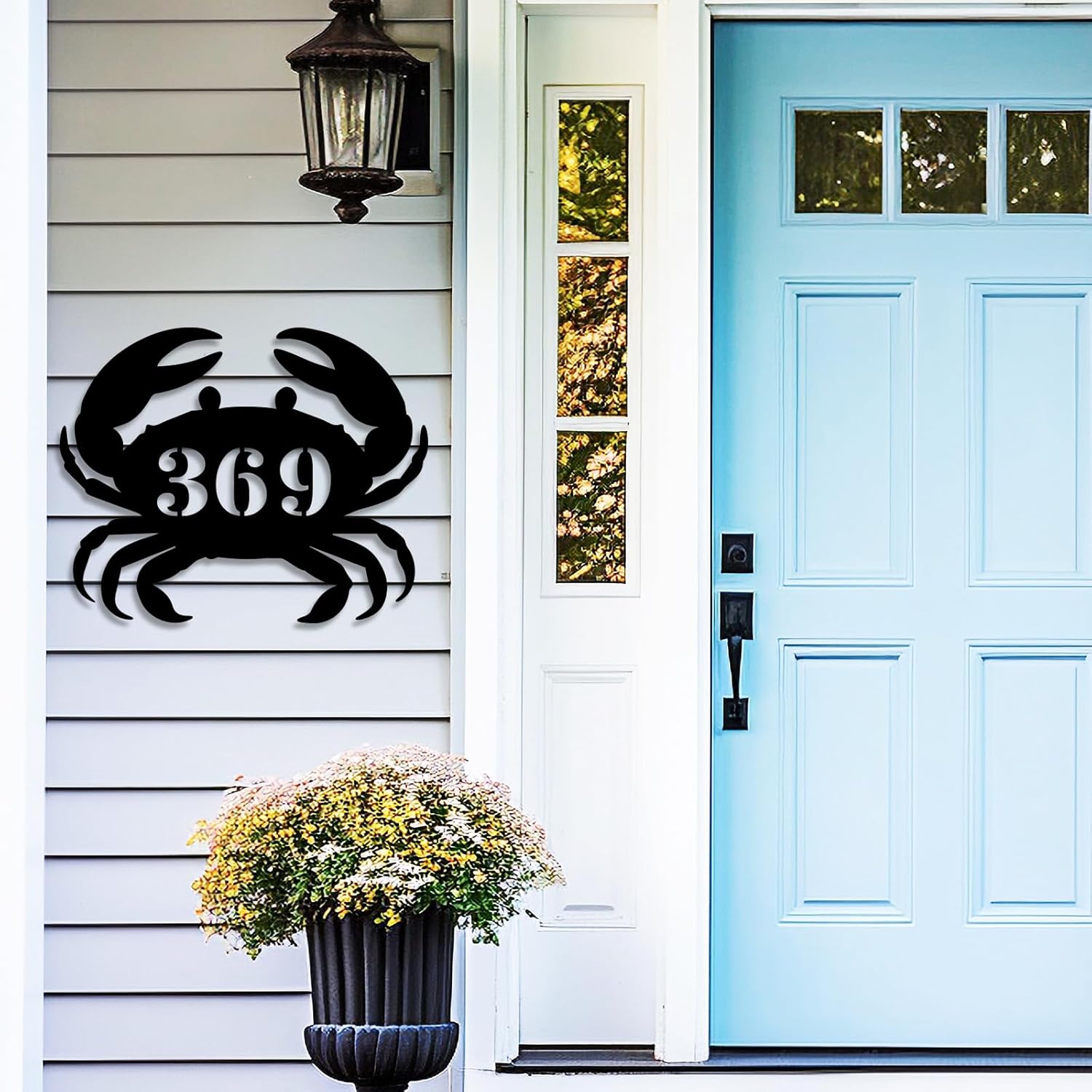 Custom Crab Address Signs, Personalized Metal Address Sign for Houses, Coastal Beach House Number Sign, Outdoor Yard Decor for Porch, Fence, or Gate