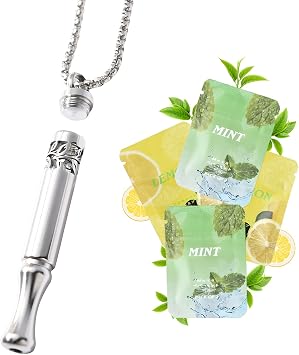 Breathing Necklace, Portable Stainless Steel Adjustable Resistance Breathing Necklace with 12 Filter for Home Office Outdoor
