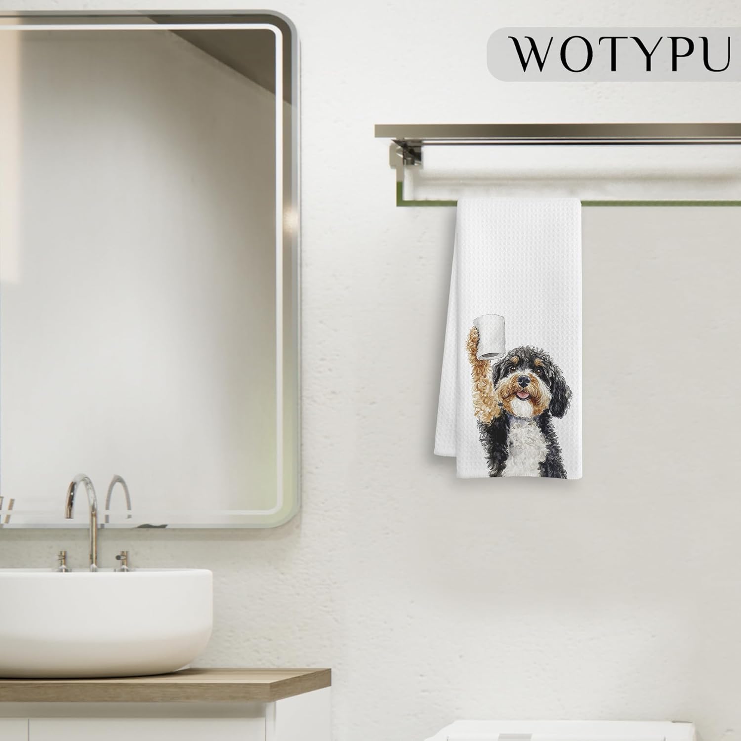 Funny Bernedoodle Gifts Bathroom Hand Towels, Bernedoodle Dog Lovers Gifts Decorative Hand Towels for Kids Guest Bathroom Washroom Half Bath, 16X24 Inch - Image 5