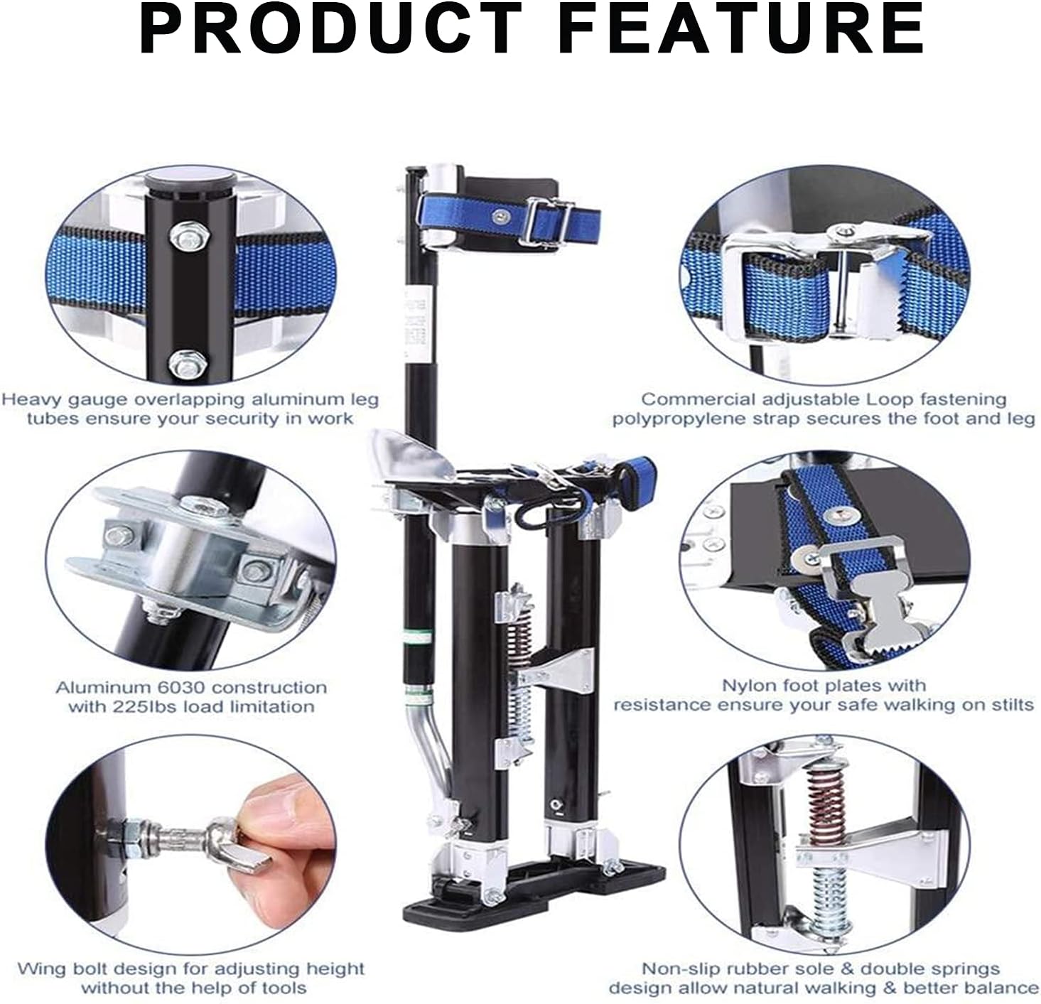 Stilts for Construction Adjustable Height Drywall Stilt 45Cm/17.7In-75Cm/29.5In for Indoor and Outdoor Decoration Installation and Maintenance