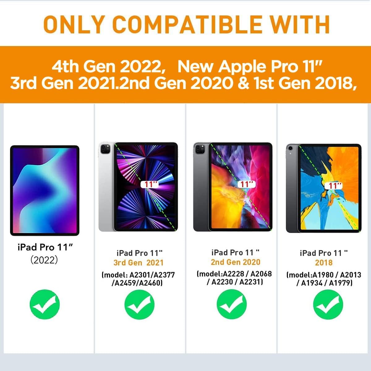 AICase for iPad Pro 11 Inch 4th/3rd/2nd/1st Generation 2022/2021/2020/2018,Heavy Duty Shockproof Triple Layer Defense for New Apple Pro 11" 4th 2022/3rd Gen 2021,2nd Gen 2020&1st Gen 2018