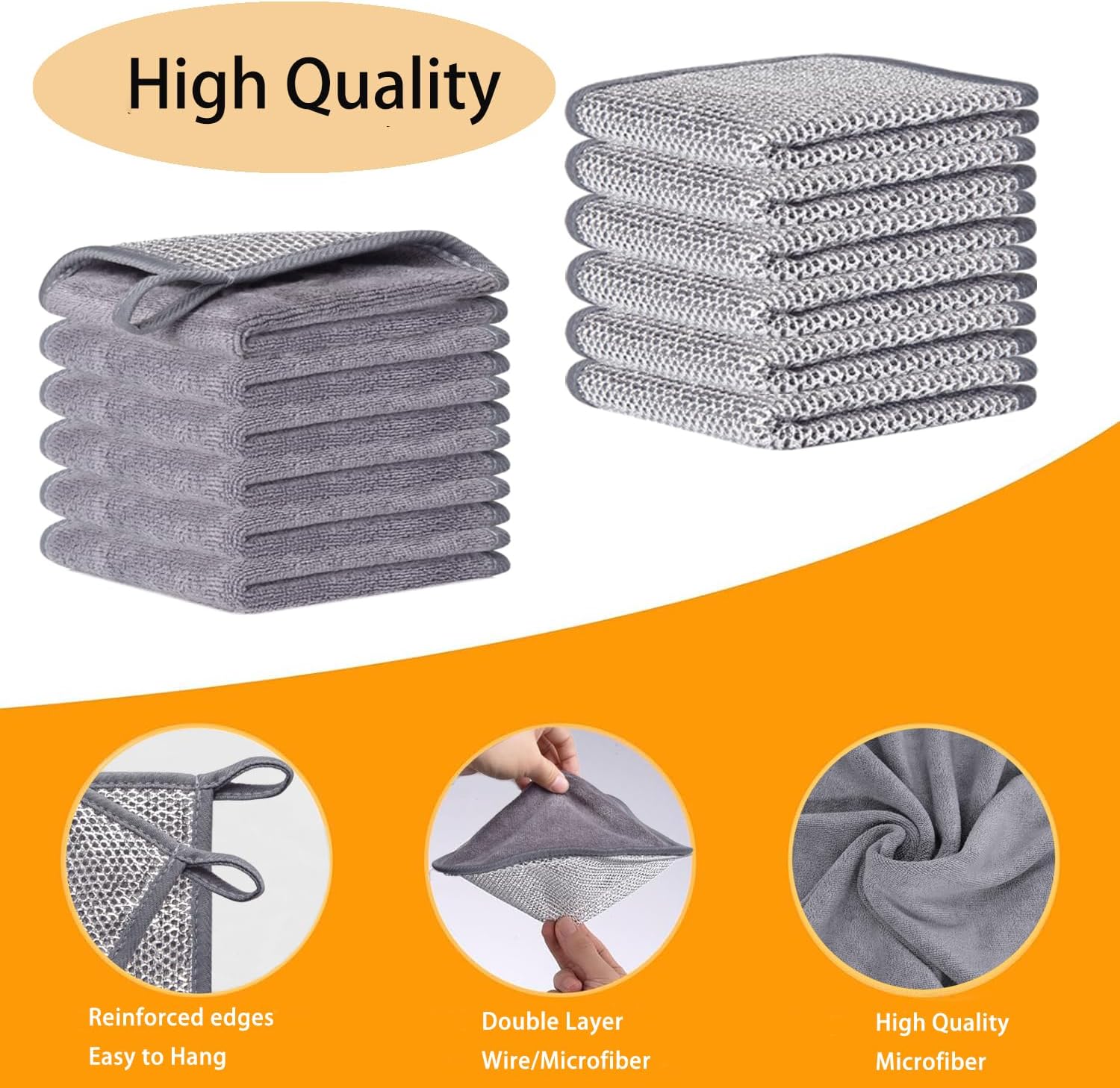 2-Layer Wire Dish Cloths for Washing Dishes Dish Washing Rags for Kitchen image 2