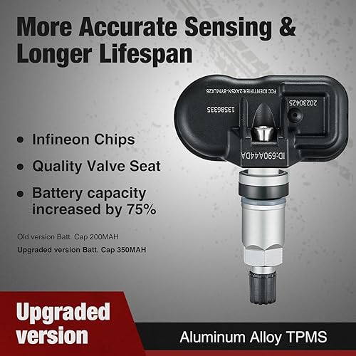 Miniatura 2 de BDFHYK Sensor TPMS Mejorado 2006-2020 GM 315Mhz Sensor de Monitoreo de Presión de Neumáticos Compatible con Chevy Silverado GMC Cadillac Buick