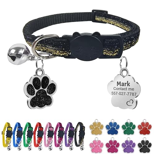 Uiopa Collar para Gatos Personalizado, Collar Gato con Placas para Perros Grabadas