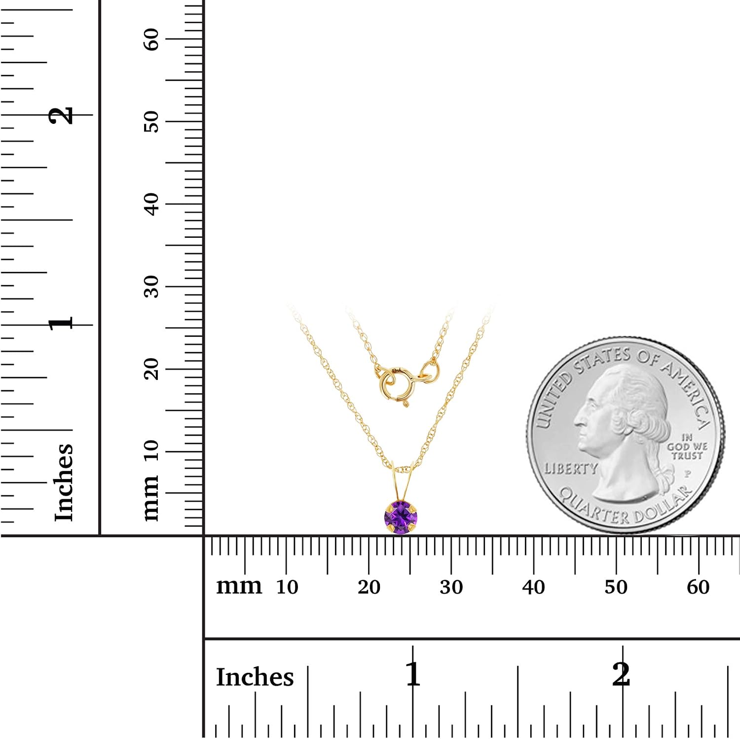 DECADENCE Solid 14K Yellow or White or Rose Gold 4mm Round Genuine Or Created Gemstone Birthstone 18" Rope Chain Necklace | 14K Gold Necklace For Women