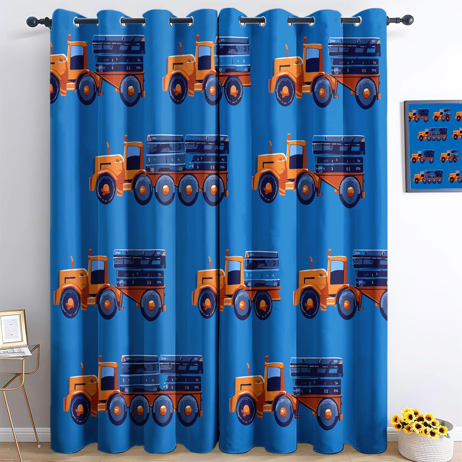 Rideaux occultants bleus à œillets L140 x H175 cm pour salon