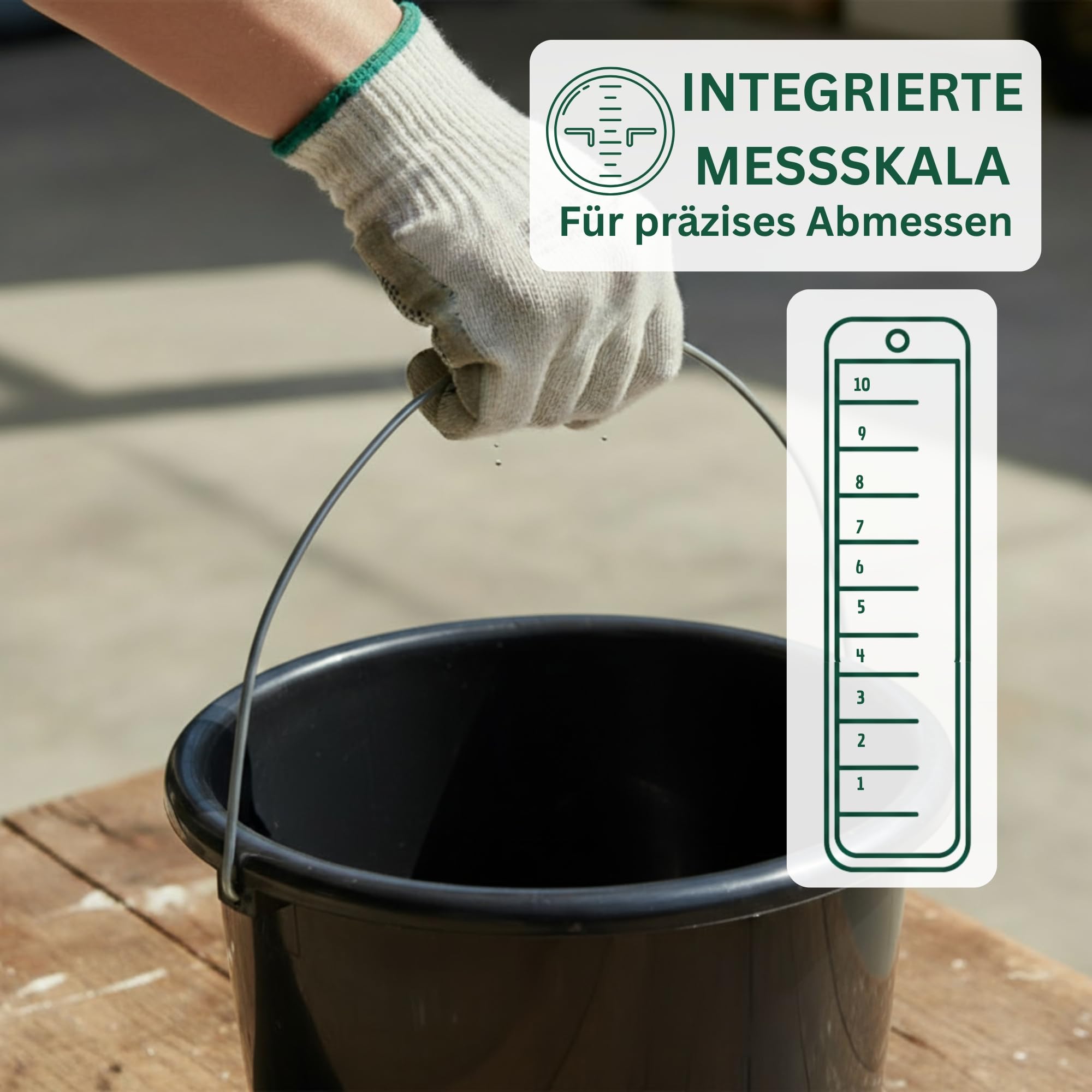 Novaliv Lot de 10 seaux de 10 l noir avec graduation dimensionnelle - Seau de nettoyage de 10 litres ? 28,5 cm - Pratique et polyvalent avec graduation pour la maison et le jardin - Idéal comme seau