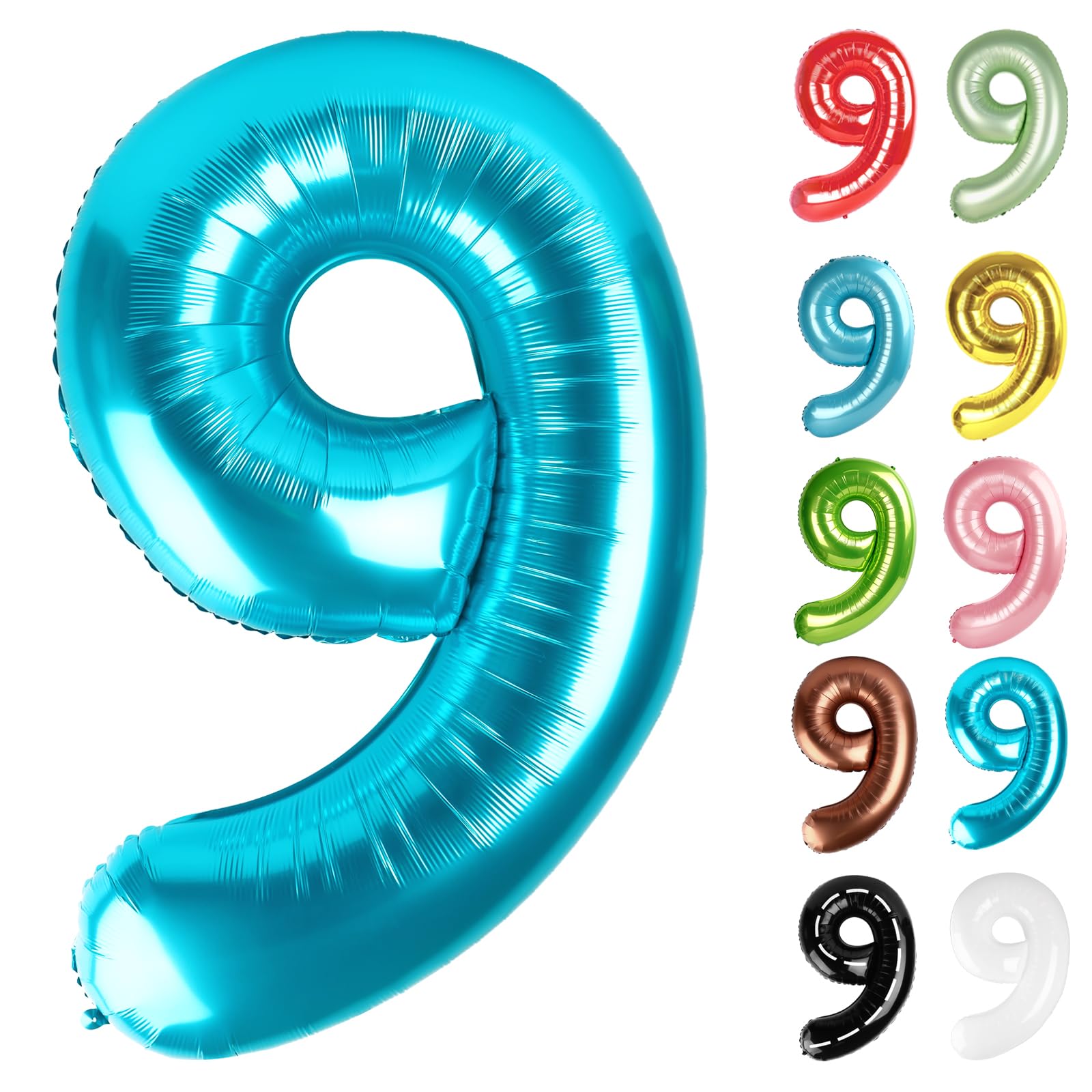 Light Blue Number 9 Balloon 40 Inch, 9 Balloon Number, 9th Birthday Decorations, Light Blue Party Supplies for Boys Girls