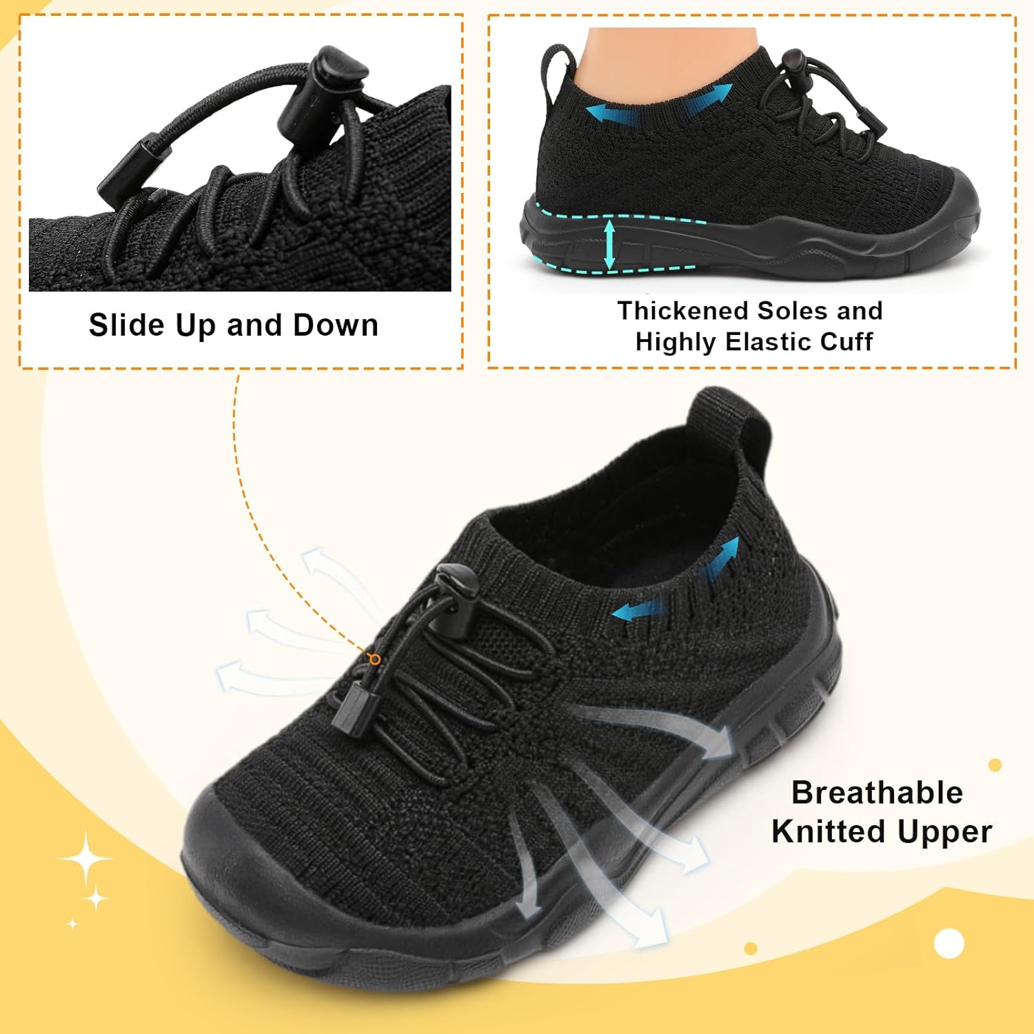 FEETCITY Toddler Slip On Shoes Boys Girls Wide Toddler Tennis Shoes Sports Walking Sneakers - Image 3