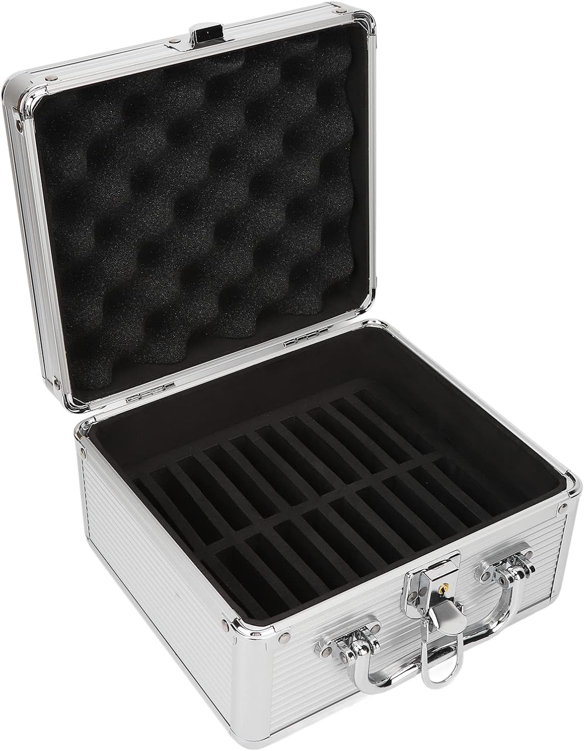 20 Bays 2.5in Hard Drive Storage Box with Safety Lock 2 Keys ABS Handle Shockproof Hard Drive Case EVA Cushioning Pad for 2.5in Hard Drives